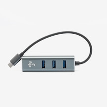 Type-c To Lan Ve 3x Usb Alüminyum Adaptör Gri