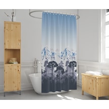 Banyo Perdesi 1x180x200 Tek Kanat Duş Perdesi Halkalı Duşakabin Perdesi 10292 Mavi