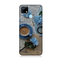 Realme 12 Uyumlu Mavi Çiçekler Ve Mektuplar Desenli Silikon Kılıf