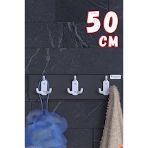 Enna 9 Kancalı Banyo Askısı 3'lü Set 46,4x9,6 Cm - Şık Tasarım, Çok Amaçlı Düzenleyici Ve Yer Tasarrufu Gri