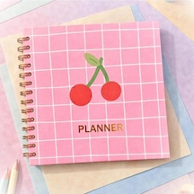 Lizy Spiralli Süresiz Planlayıcı Ajanda - 19x19 Cm - Motivasyon Ve Sticker Sayfaları Kiraz Kırmızı