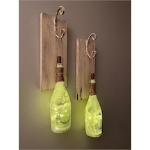 Tıpa Peri Led Işıklı Krem Kahve Renkli Buzlu Cam Şampanya Şişesi Çok Renkli