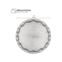Osmanlı Motifli Metal Servis Tepsisi 34,5 Cm 13.6 İnç Kahve Ve Çay Sunum Tepsisi 5 Renk Seçeneği Gümüş Rengi 15cm