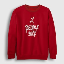 Presmono Unisex People Suck Xxxtentacion Sweatshirt Kırmızı