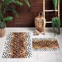 Rovigo Home Rvg5164 Baskılı Kaymaz Taban 2 Li Banyo Paspas Takım 100 x 60 + 60 x 50 CM Çok Renkli