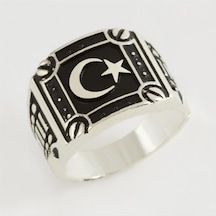 Ay - 435 - Yıldız Metal Erkek Yüzük Gümüş - Nazblsmm - Rengi 19 Gümüş Rengi