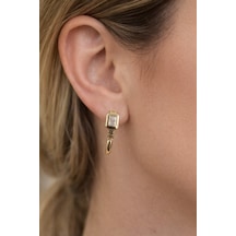 Xuping Rose Gold Baget Taşlı Halka Kadın Çelik Küpe Gold