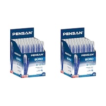 2 Paket Pensan Büro Mavi Tükenmez Kalem 50'li Toplam 100 Adet Çok Renkli