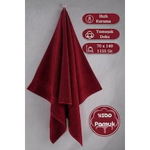 Pamuk Tekli Havlu Jakarlı Karna Premıum Zander - 70 X 140 Bordo
