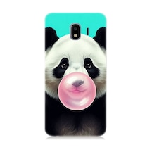Samsung Galaxy J2 Pro Uyumlu Sakız Çiğneyen Tatlı Panda Desenli Silikon Kılıf Çok Renkli
