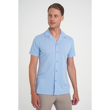 Efor Slim Fit Apaş Yaka Modal Karışımlı Kısa Kol Mavi Gömlek G 1590 Mavi Efor Slim Fit Apaş Yaka Modal Karışımlı Kısa Kol Mavi Gömlek G 1590 Mavi