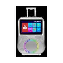 Android Ekranlı Çift Kablosuz Mikrofonlu Şarjlı Bluetooth Hoparlör Rgb Işıklı Uzaktan Kumandalı