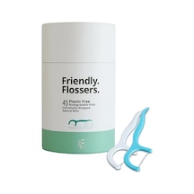 The Natural Co. Friendly Flossers, Kişiye Özel Sarılmış Palet Kürdanı, Dişler Arasında Kolayca Geçer, Plastik İçermeyen Ambalaj Ve %100 Vegan Doğal Nane Aroması, 45'li Paket