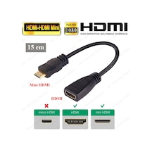 Mini Hdmi Erkek To Hdmi Dişi Kablo - 15Cm