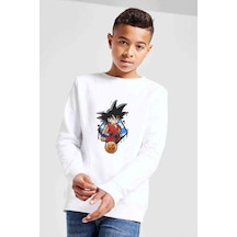 Tshirthane Anime Dragon Ball Baskılı Unisex Çocuk Beyaz Sweatshirt (534760993) Beyaz