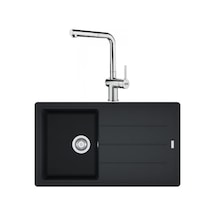Franke Basis BFG 611-86 Nero Granit Evye - Active Plus Doccia 2.0 Krom Batarya Seti