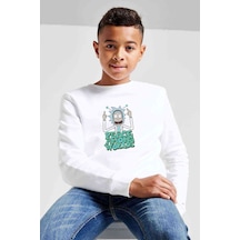 Tshirthane Rick Peace Baskılı Unisex Çocuk Beyaz Sweatshirt
