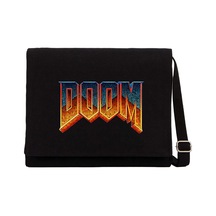 Doom Vintage Siyah Kanvas Postacı Çantası