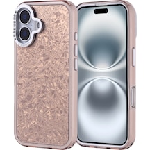 Apple Uyumlu iPhone 16 Kılıf Kamera Çerçevesi Taşlı Ve Parlak Yapılı Şık Kapi Premium Kapak Gold