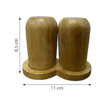Bambu Ahşap Tuzluk Ve Karabiberlik Seti - 2'li Standlı Modern Baharatlık Takımı - Dekoratif Ahşap Mutfak Gereçleri Ve Sofra Aksesuarları Açık Gri