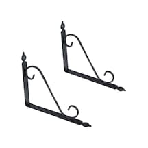 2 Adet Ferforje 16 x 20 cm Dekoratif Raf Altı Ayağı Konsol Siyah