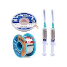 Soldering Wıre 63 Sn-37 Pb Lehim Teli 40 Gr. 03 Mm Flux Lehim Toplama Lehim Emme Fitili 3,0mm Seti 3in1arada St01