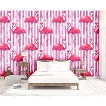 Pembe Flamingolar Desenli Duvar Kağıdı