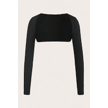 Kadın Uzun Kollu Crop Bolero Bluz Esnek Kumaş, Şık Ve Modern Tasarım Siyah