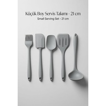 5 Parça Silikon Servis Takımı Küçük Boy 21 Cm Açık Gri