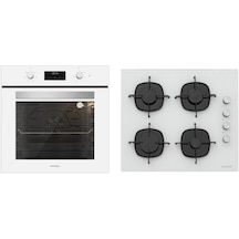 Silverline BO6502W02 - CS5335W01 Beyaz Cam Ankastre Set