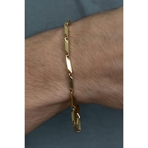 Bamboo Gold Kaplama Küp Erkek Çelik Bileklik Künye Eck05Bsr Altın