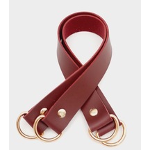 Angel Çanta Aksesuar Bordo Suni Deri 38X2.5 Cm Çift Çanta Sapı Light Gold Metalli