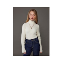 LC Waikiki Alıta Cıty Farkıyla Lcw Kids Ekru Balıkçı Yaka Kız Çocuk Triko Kazak Ekru - 925577244 Ekru