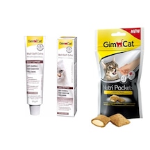 Gimcat Anti-Hairball Malt Soft Extra 20 G + Gimcat Nutri Pockets Peynirli Kedi Ödül Maması 60 G