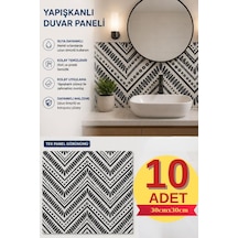 10 Adet 30x30cm Retro Etnik Desen Köpük Yapışkanlı Mutfak Banyo Duvar Paneli Kağıdı Cyczt0096 Gri
