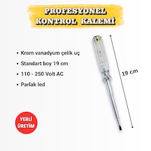 Düz Kontrol Kalemi 110-250v Ac Led Göstergeli Faz Kalemi Krom Vanadyum Çelik Uç