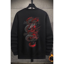 Unisex Chinesebox Bisiklet Yaka Sweatshirt Siyah