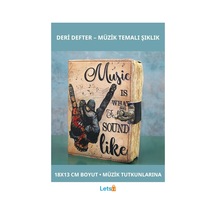 Deri Müzik Temalı Defter 18x13 Cm Çok Renkli