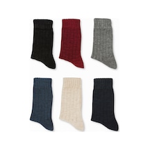 Socks 6 Çift Yünlü Kadın Norveç Doğal Yumuşak Kalın Termal Kışlık Fitilli Derbi Soket Çorap Çok Renkli