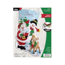 Bucilla Keçe Aplike Noel Çorabı, Noel Baba'nın Buluşması, 45,72 Cm, Kumaş Diğer