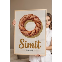 Simit Tablo - Retro Mutfak Dekoru - Geleneksel Türk Lezzetleri Serisi - Çerçeveli Mutfak Posteri Kayın