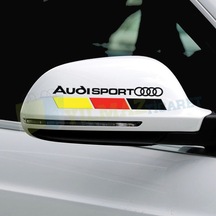 Audi Sport Logo Yan Ayna Oto Sticker Etiket Yapıştırma 1 Çift 15 X 3 Cm