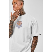Startmore Unisex Tiger Baskılı Oversize Beyaz Garalio T-shirt