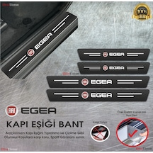 Fiat Egea Logolu Karbon Kapı Eşiği Koruyucu Suni Deri 4'lü Set