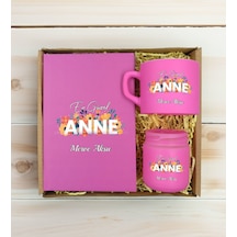 Bk Gift Kişiye Özel İsimli Dtf Anne Temalı Pembe Defter & Kahve Fincanı & Mum Hediye Seti-2, Anneye Hediye, Anneler Günü Hediyesi Kobitmeyencom30802 B