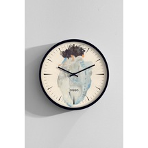 Egon Schiele - Kauernder 50cm El Yapımı Ahşap Duvar Saati