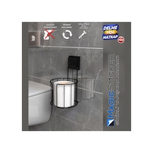 Buççin Online Mağaza Decor-tel Sihirli Yapışkanlı Yuvarlak Hazneli Magic Wc Kağıtlık Metal Siyah Çok Renkli