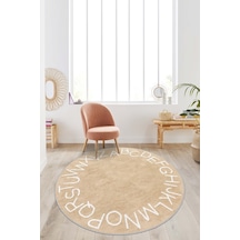 West Home Dijital Baskı Yıkanabilir Kaymaz Taban Leke Tutmaz Yuvarlak Mutfak Halısı Ve Salon Halısı Wh 580 Beige Yuvarlak