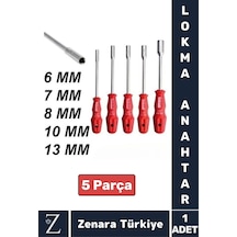 Ergonomik Kaymaz Kauçuk Sap Tamir Montaj Somun 6/7/8/10/13/mm Tornavida Lokma Anahtar 5'li Set