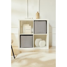 Ocean Home Textile 2'li Antrasit Renk Dokulu Kumaş Sepet Set 30 x 30 x 30 cm
